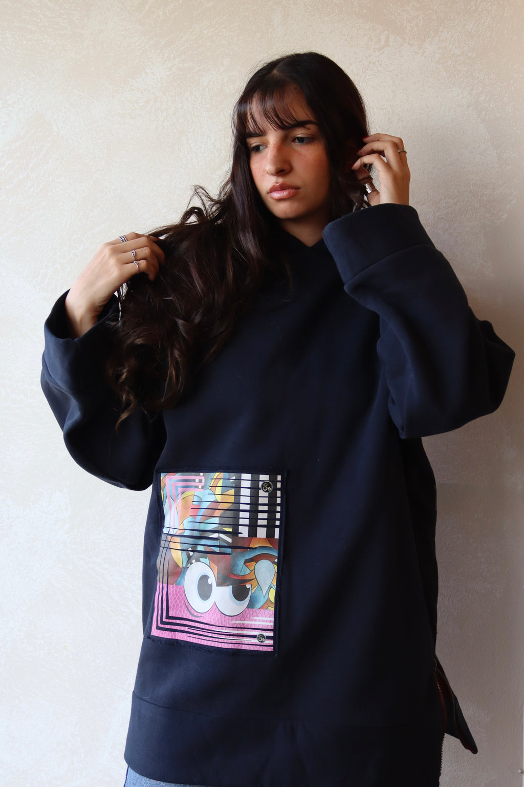 navy blue oversized hoodie