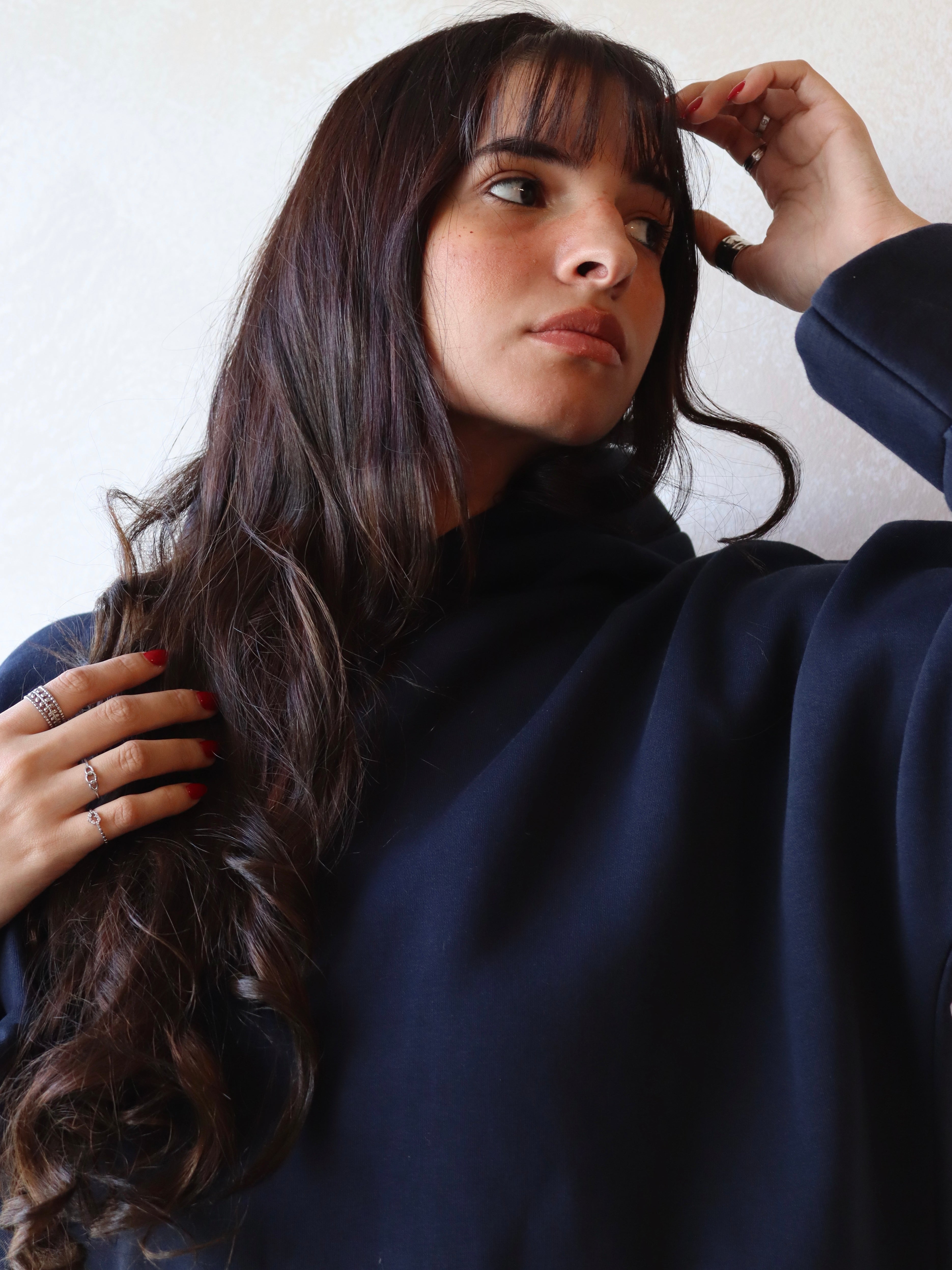 navy blue oversized hoodie
