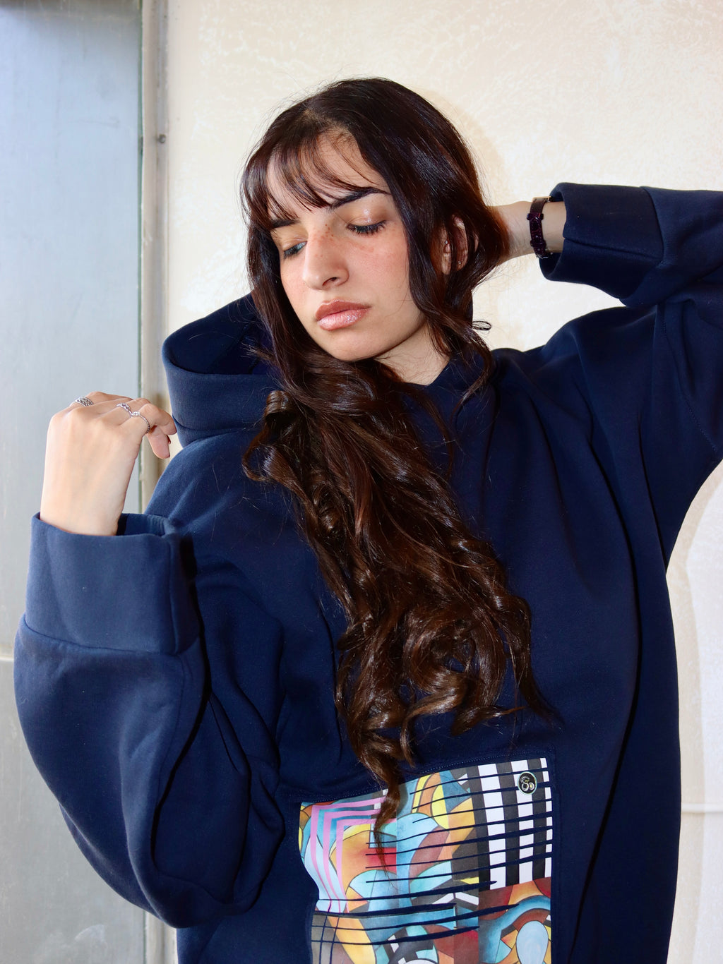 navy blue oversized hoodie