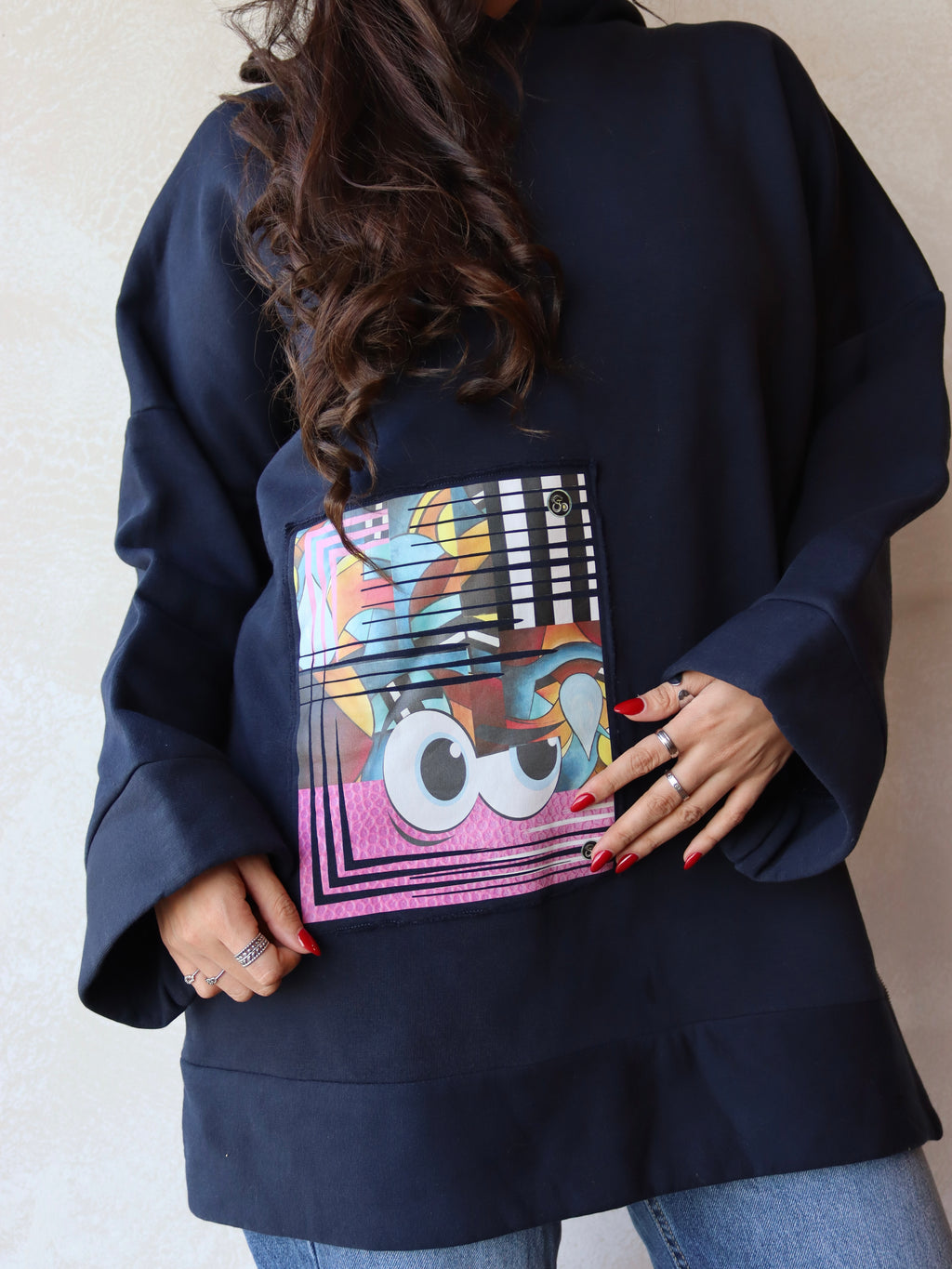 navy blue oversized hoodie