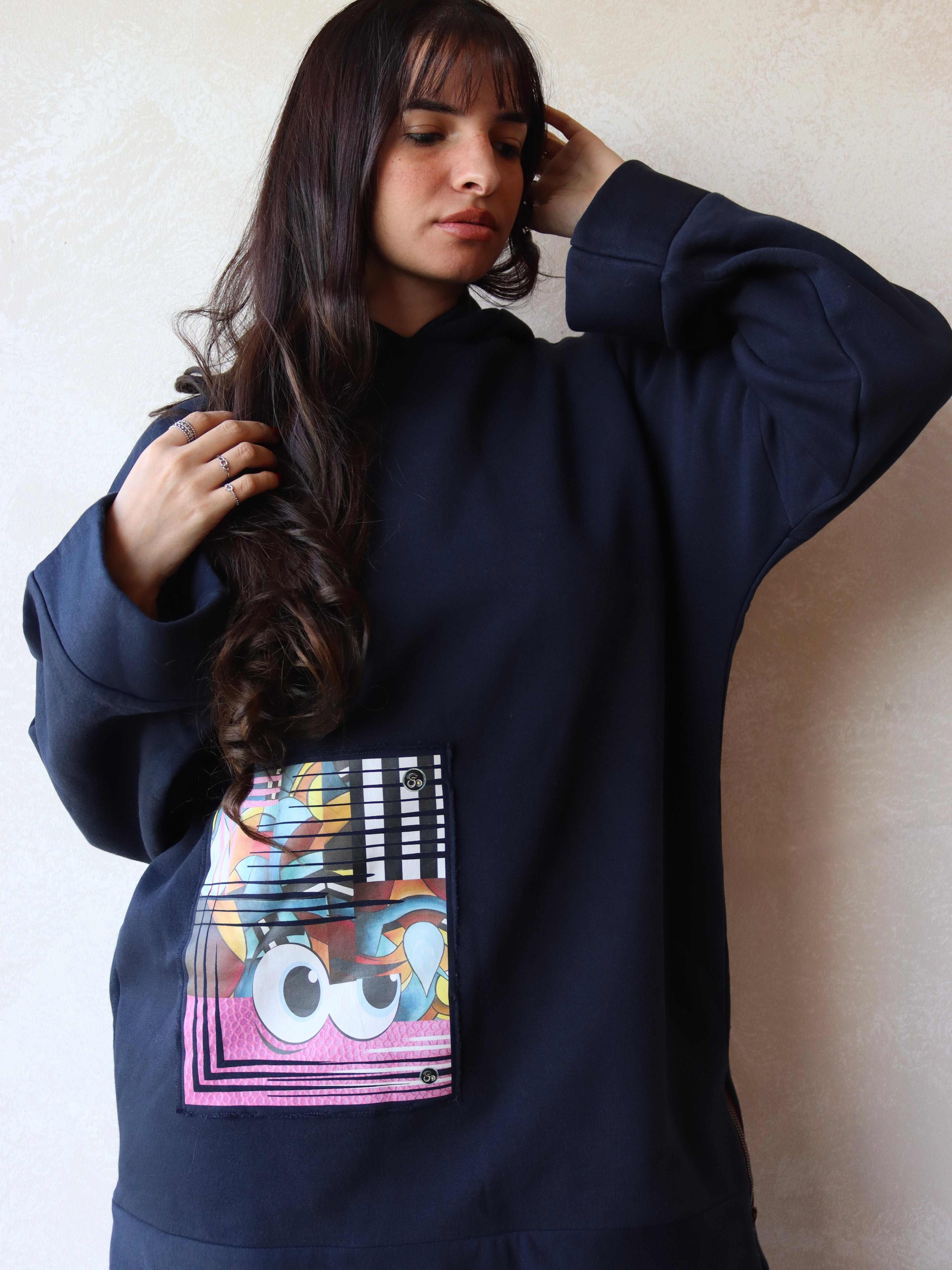 navy blue oversized hoodie