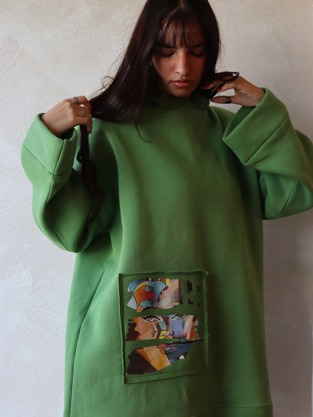 green oversized hoodie