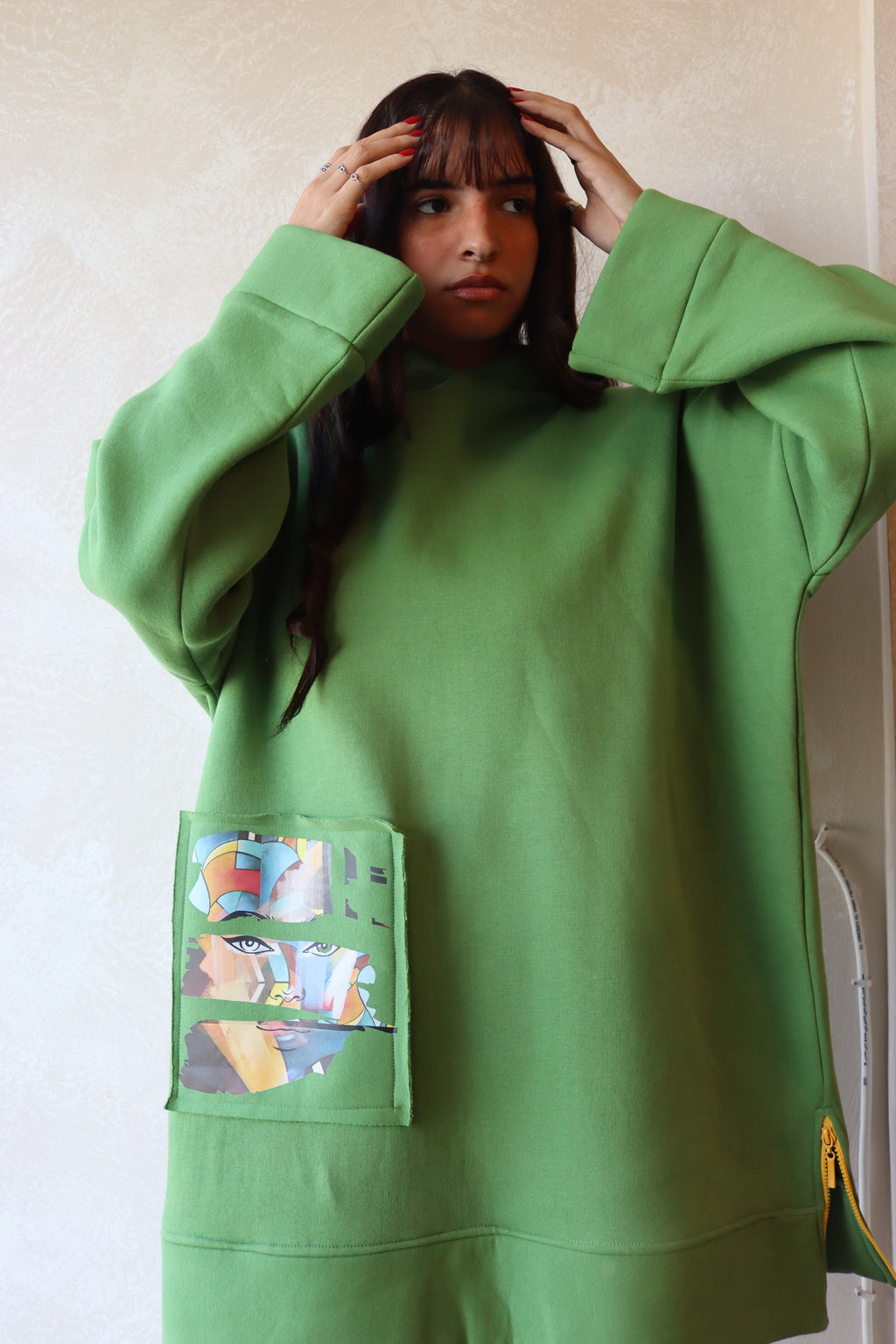 green oversized hoodie