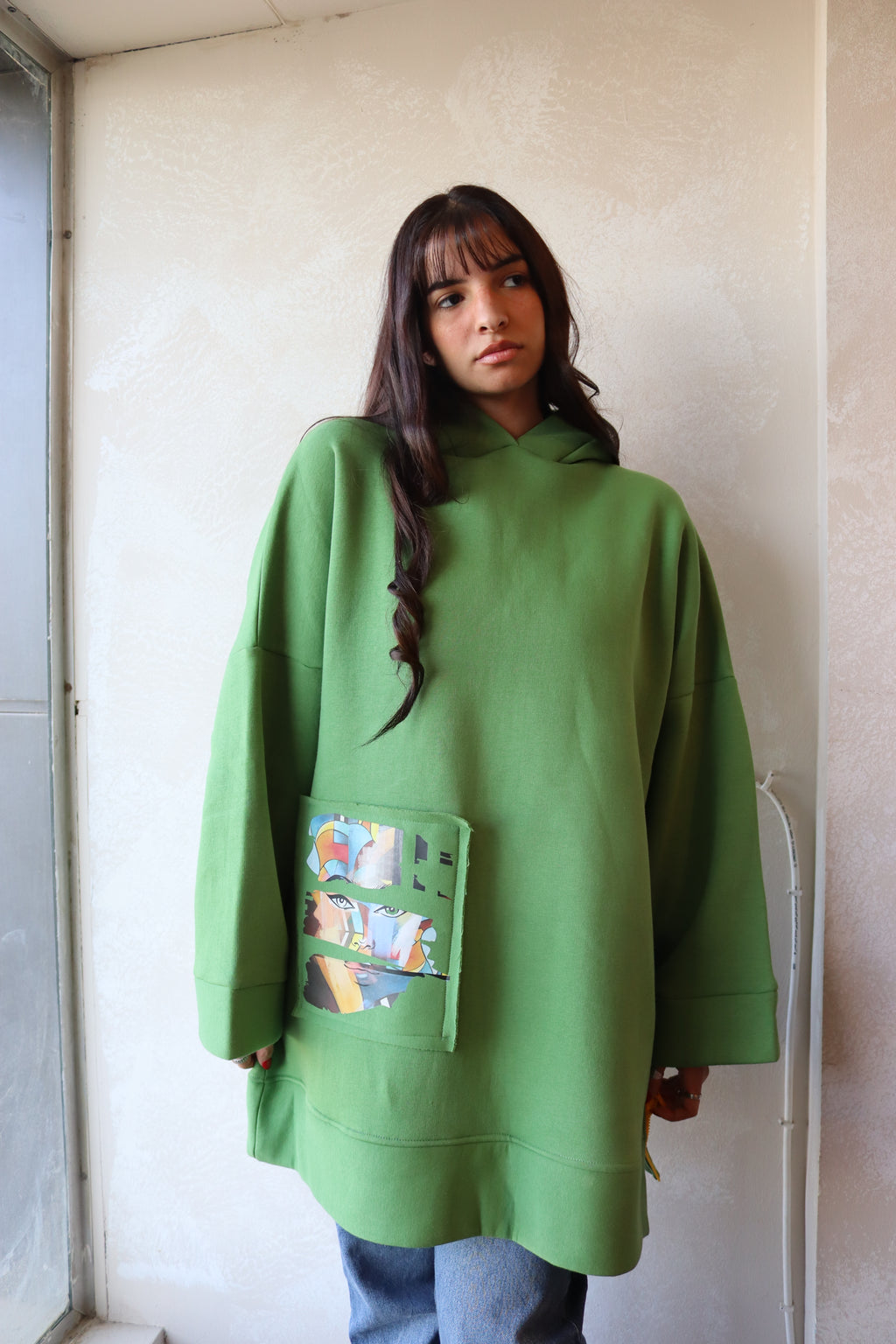 green oversized hoodie