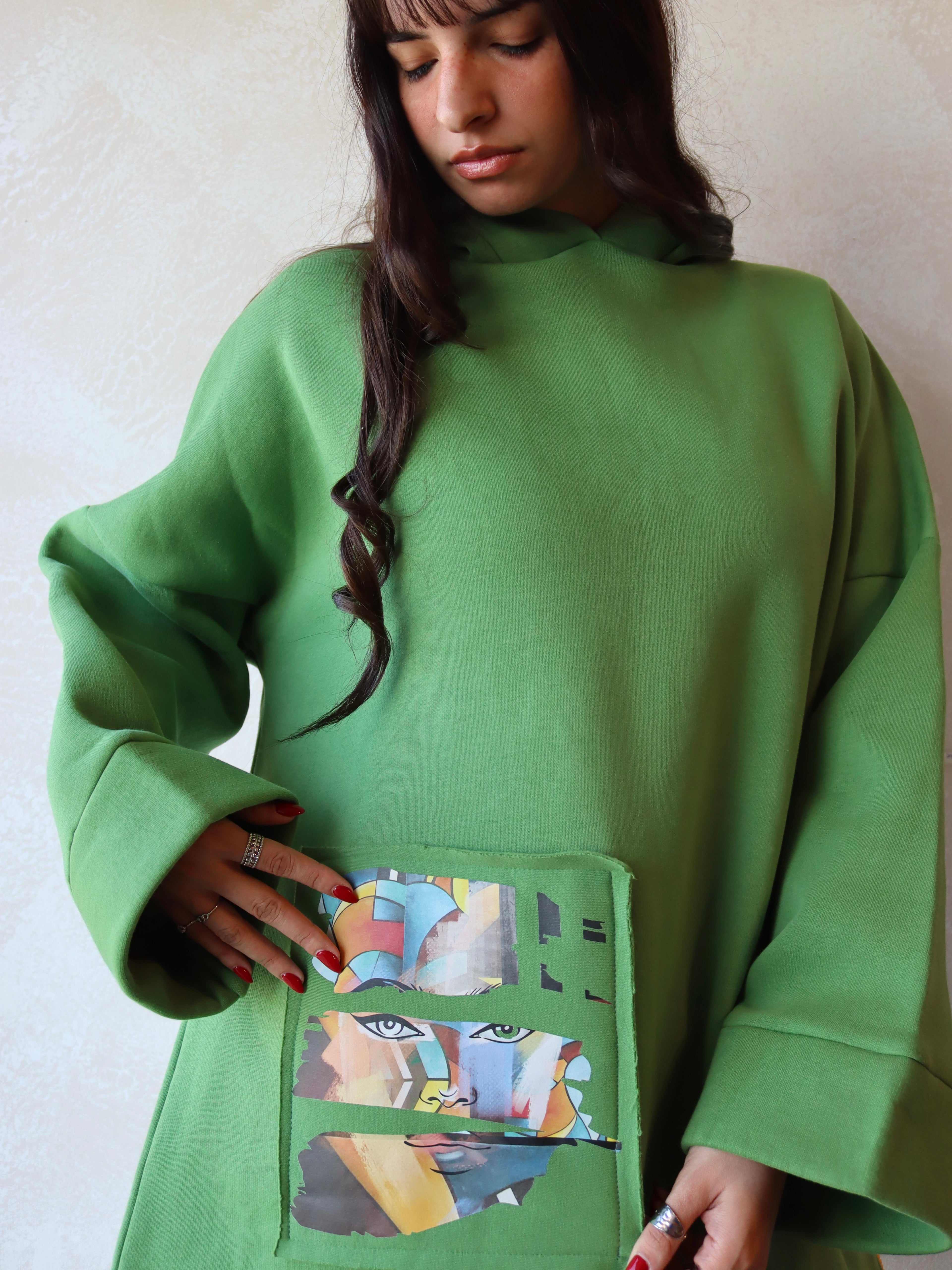 green oversized hoodie