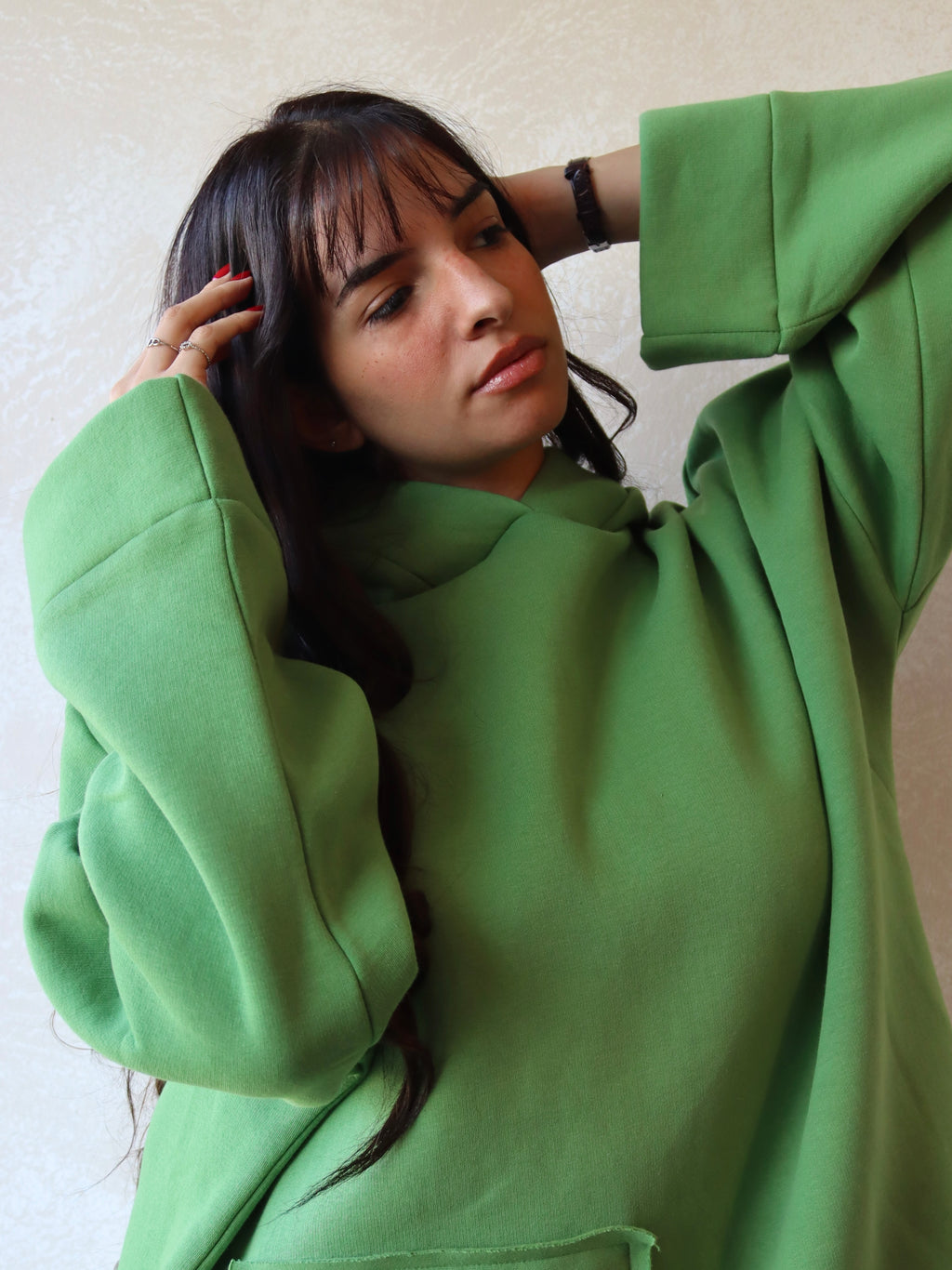 green oversized hoodie