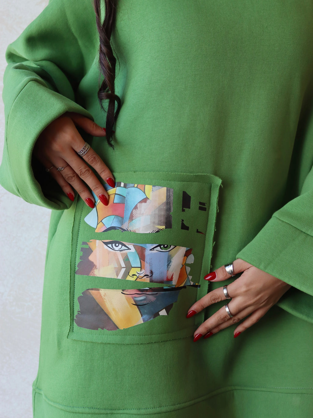 green oversized hoodie