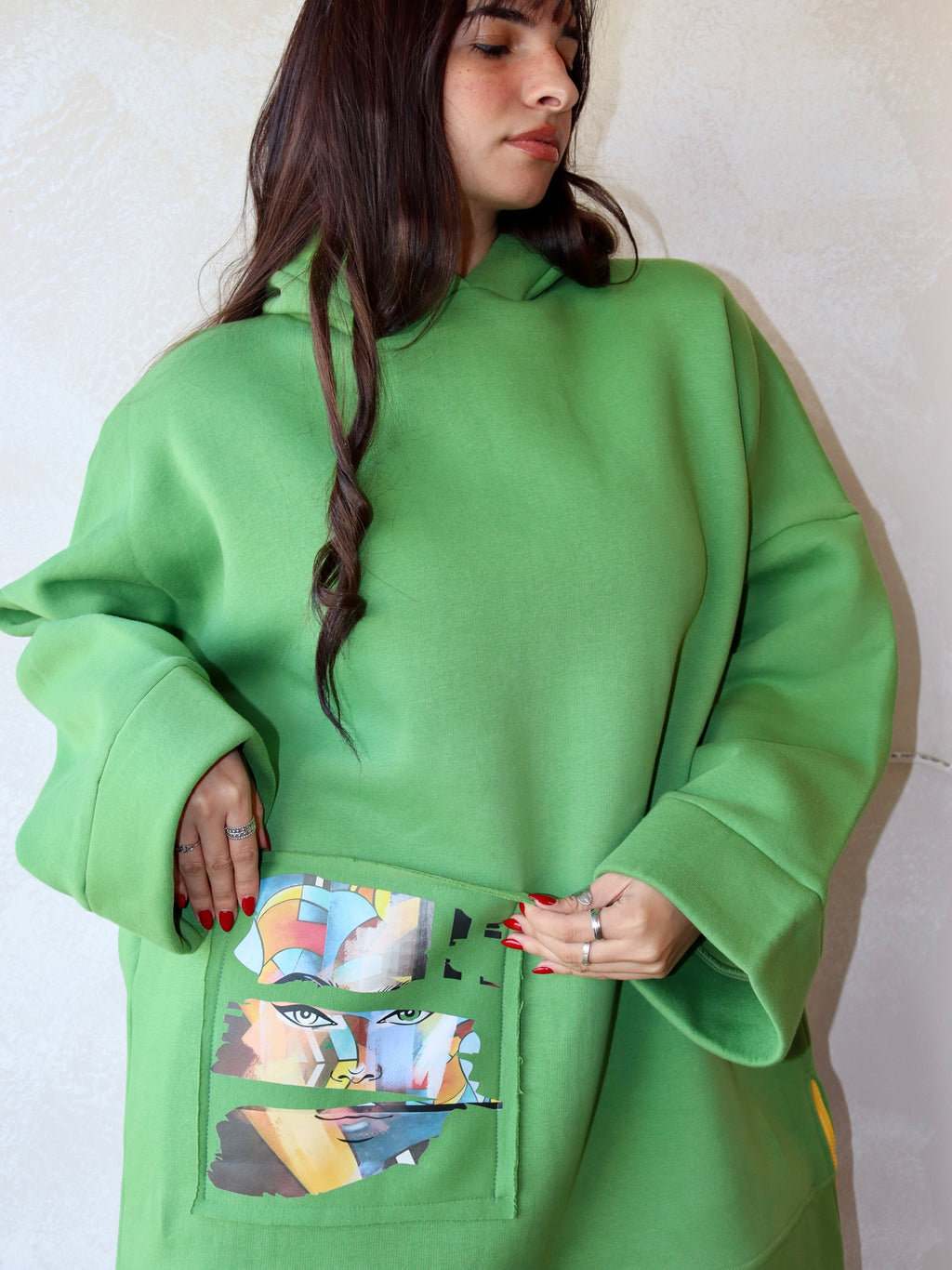 green oversized hoodie