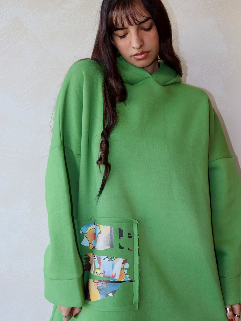 green oversized hoodie