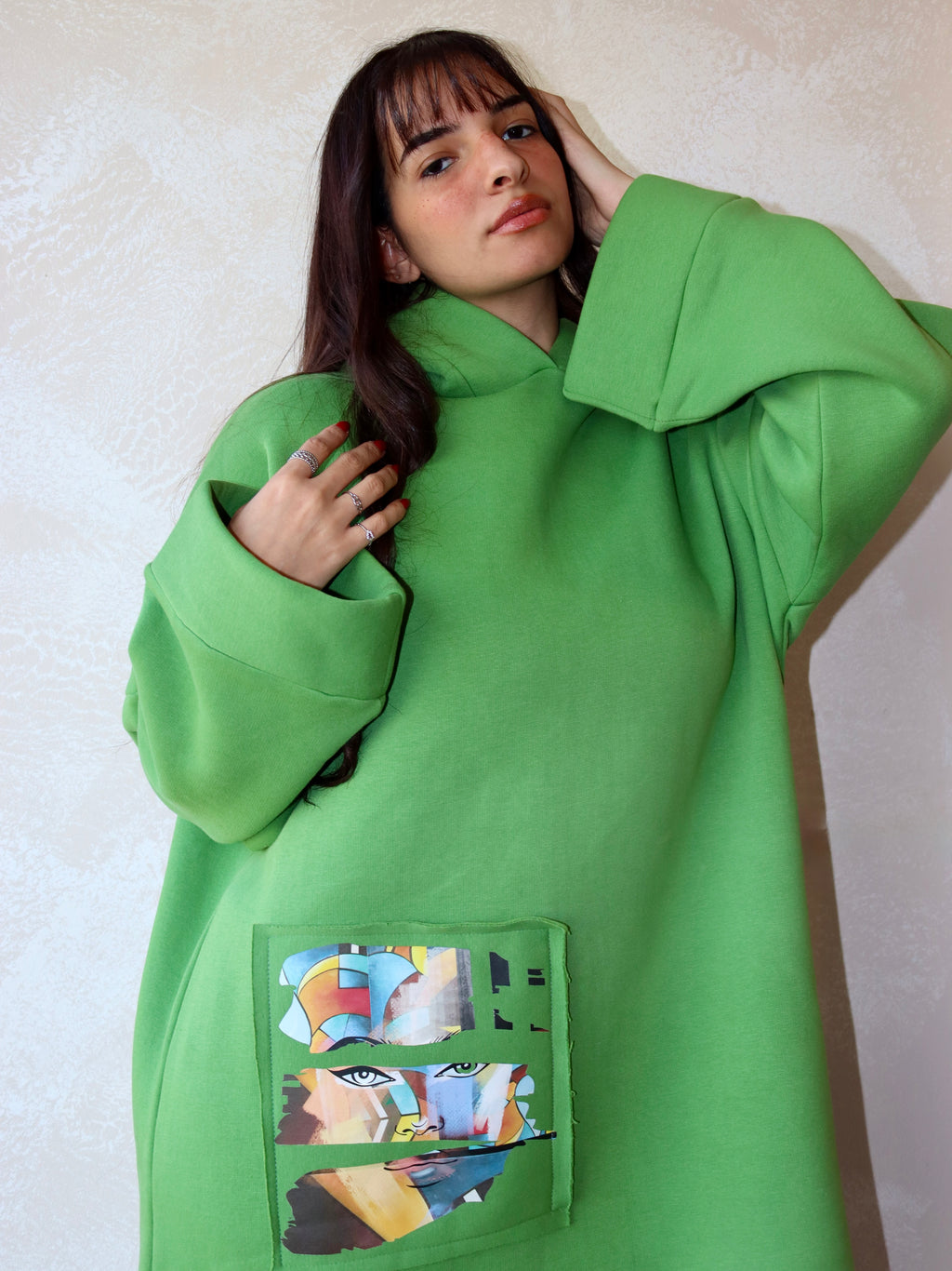 green oversized hoodie