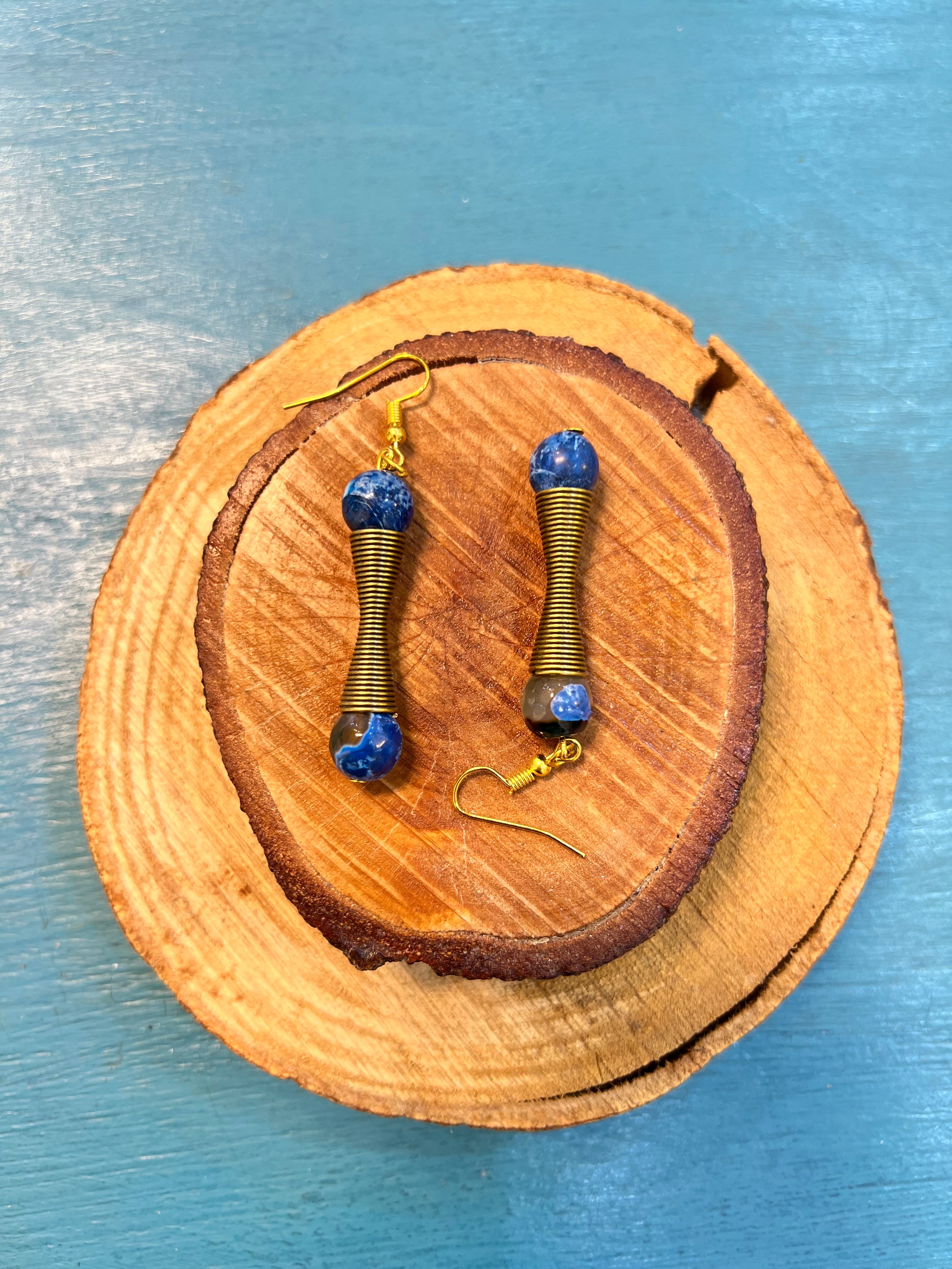 blue agate earrings | J242