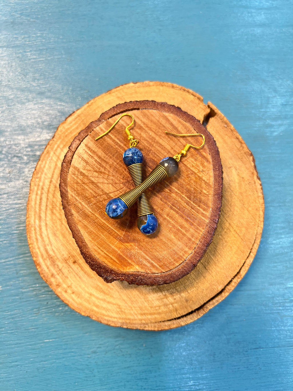blue agate earrings | J242