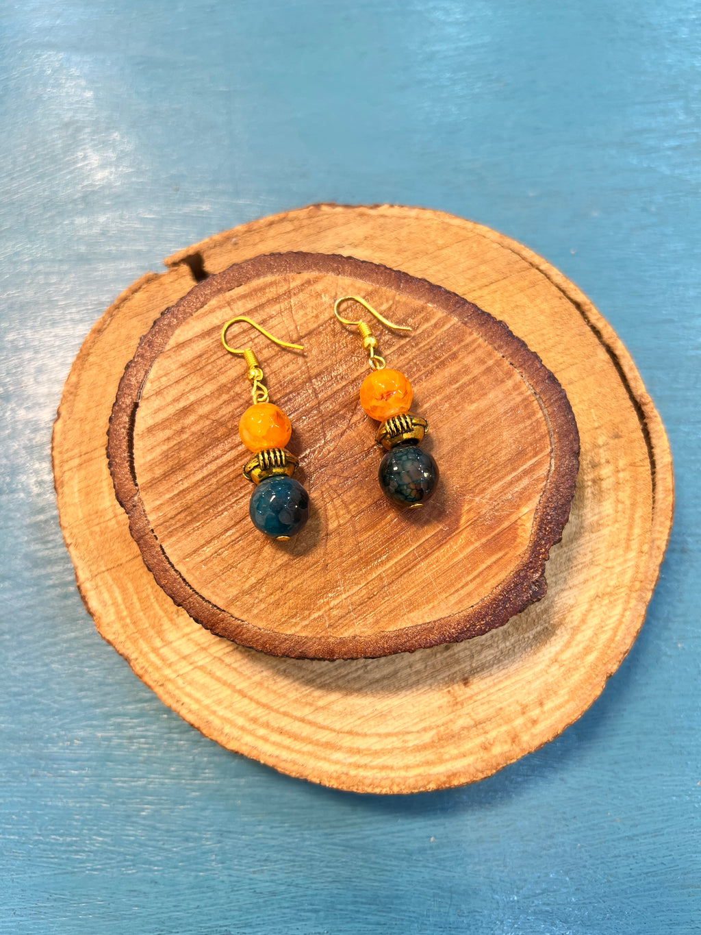 orange and green agate earrings | J237
