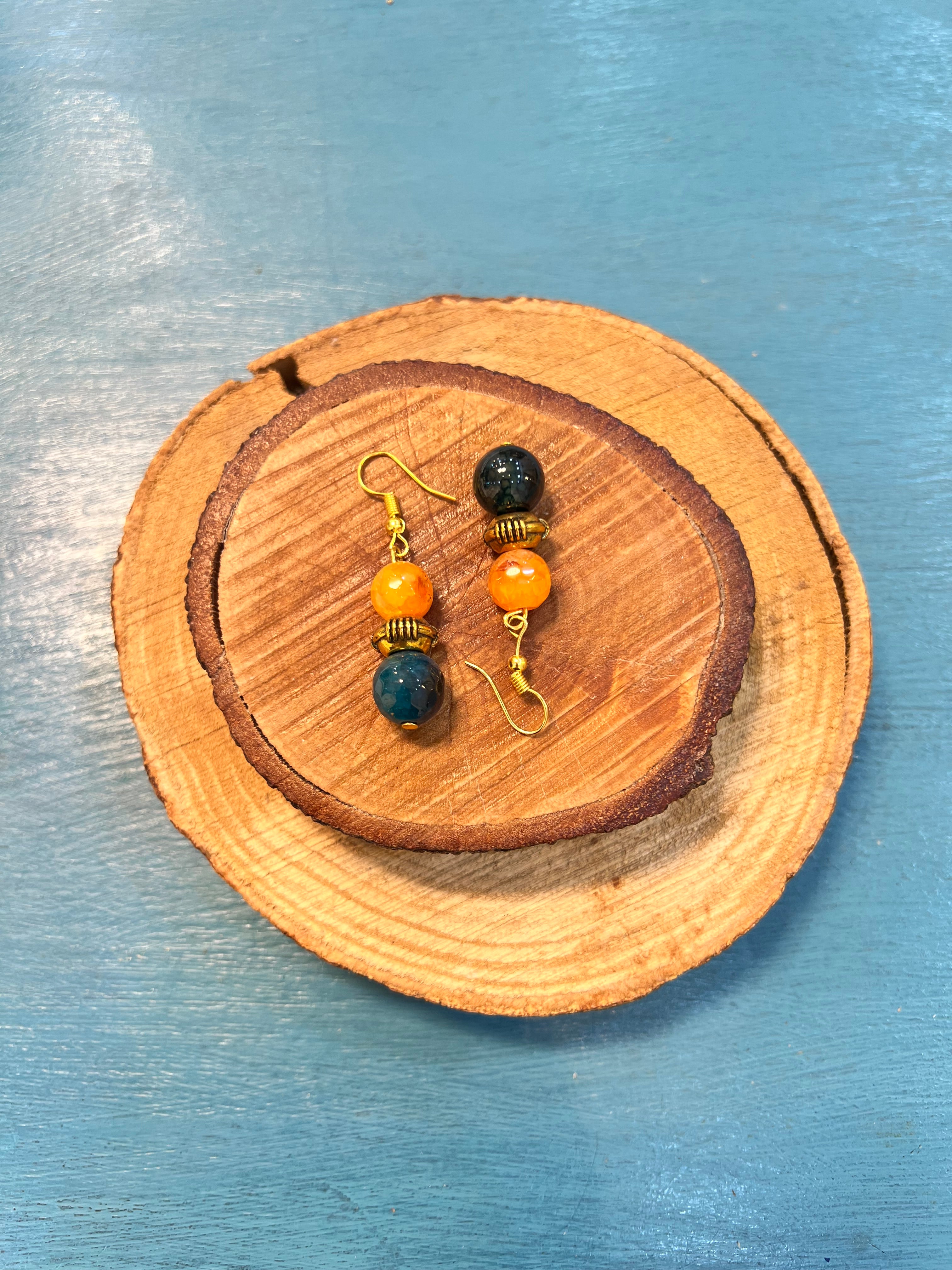 orange and green agate earrings | J237