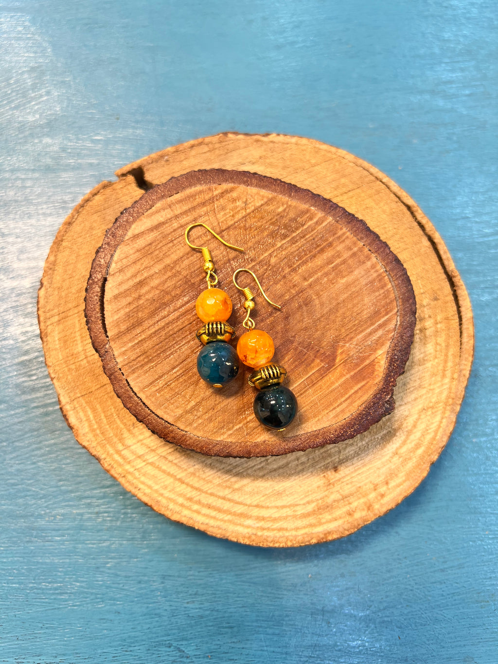 orange and green agate earrings | J237