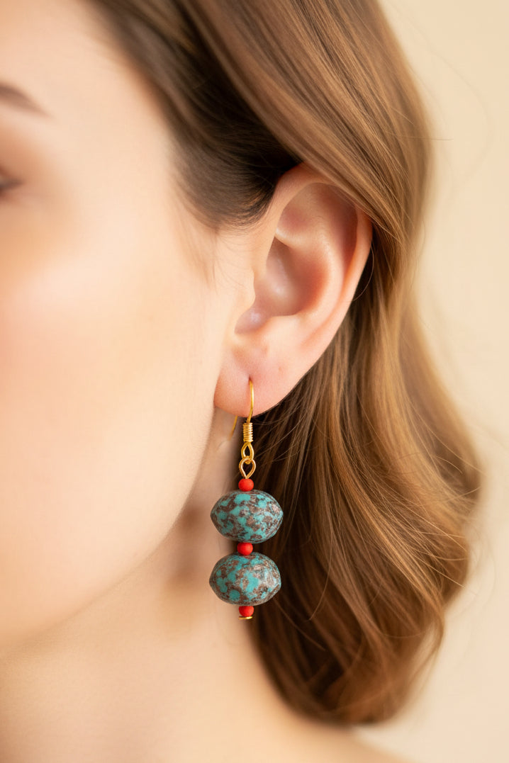 turquoise beaded earrings | J234