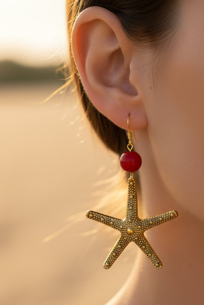 golden star fish earrings | J233