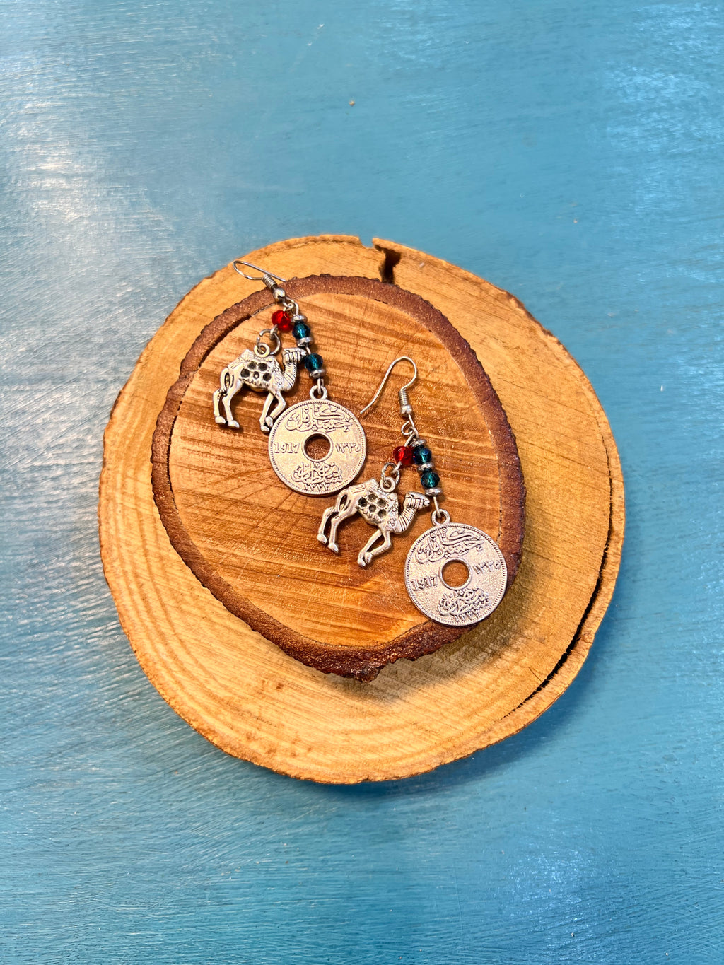 camel and coin with crystal beads earrings | J220