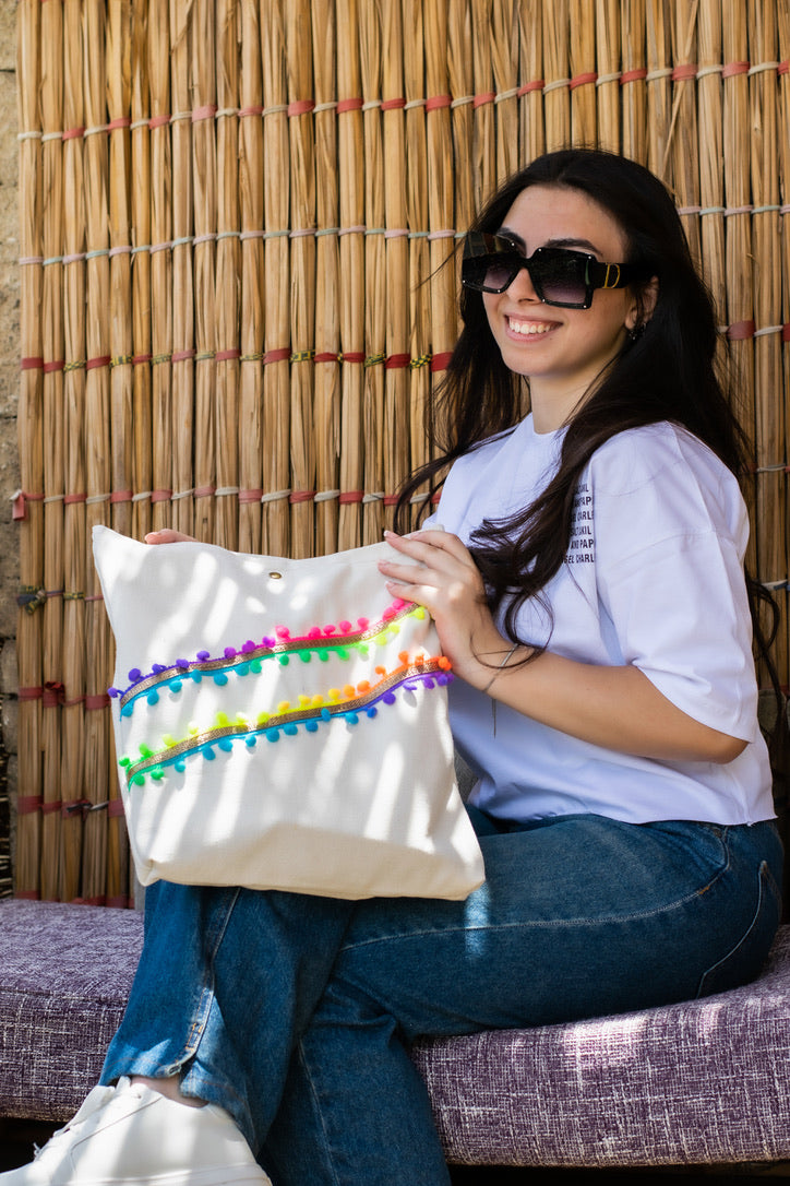 Off-White Fabric Handbag