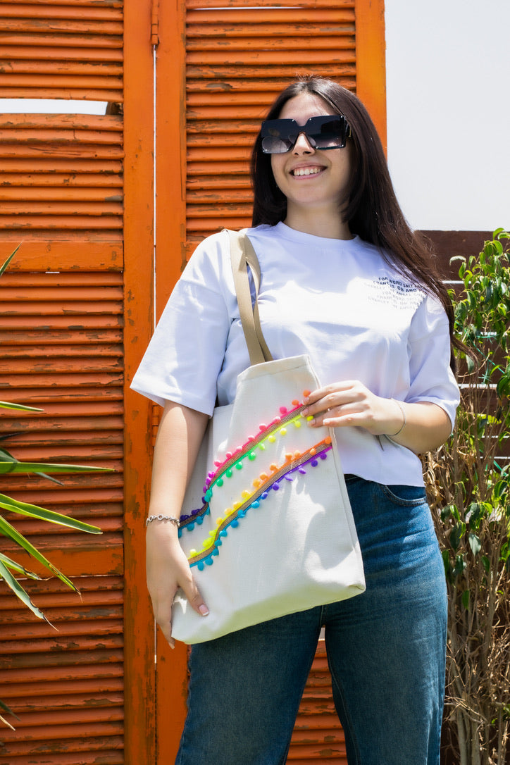Off-White Fabric Handbag